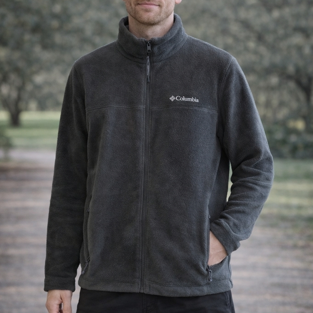 Columbia Men's Gray Green OMNI-HEAT Full-Zip Fleece Jacket Size M